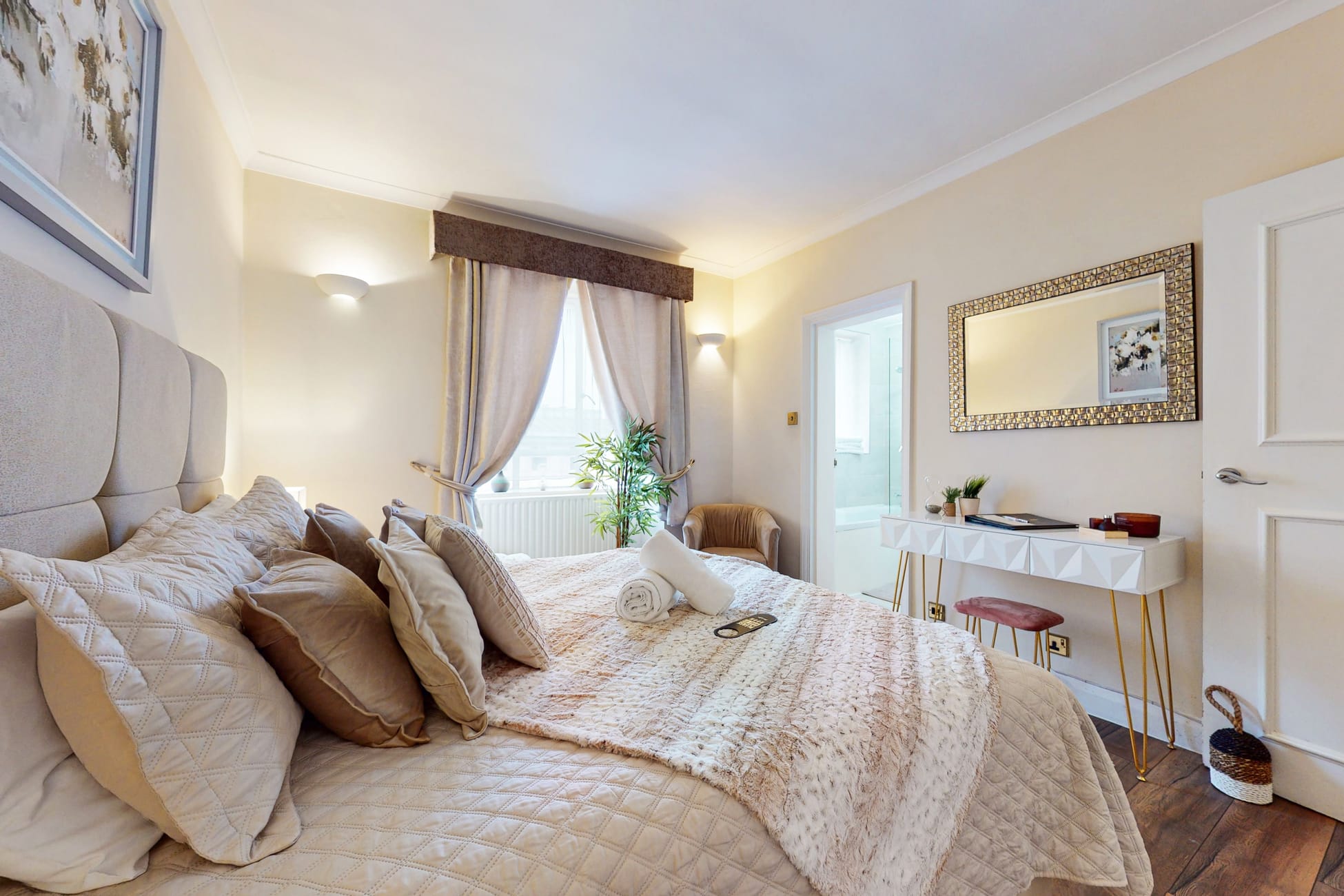 The one-bedroom apartment at Shaw House, with a king bed and a sofa bed